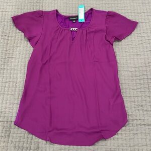 NWT Fortune + Ivy Women’s Small Purple Wallingford Keyhole Blouse